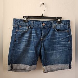 J Crew Women's Bermuda Jean Shorts‎ 7" Medium Wash Blue Denim Size 31